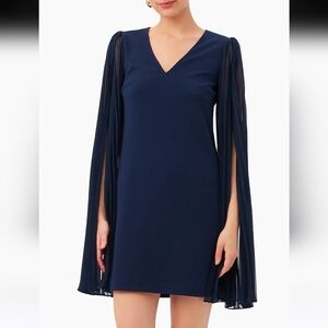 NWT Trina Turk Celestina Cape Sleeve Mini Dress In Indigo Size 4